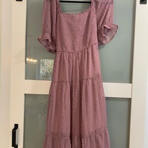 Elegant Pink Smocked Dress